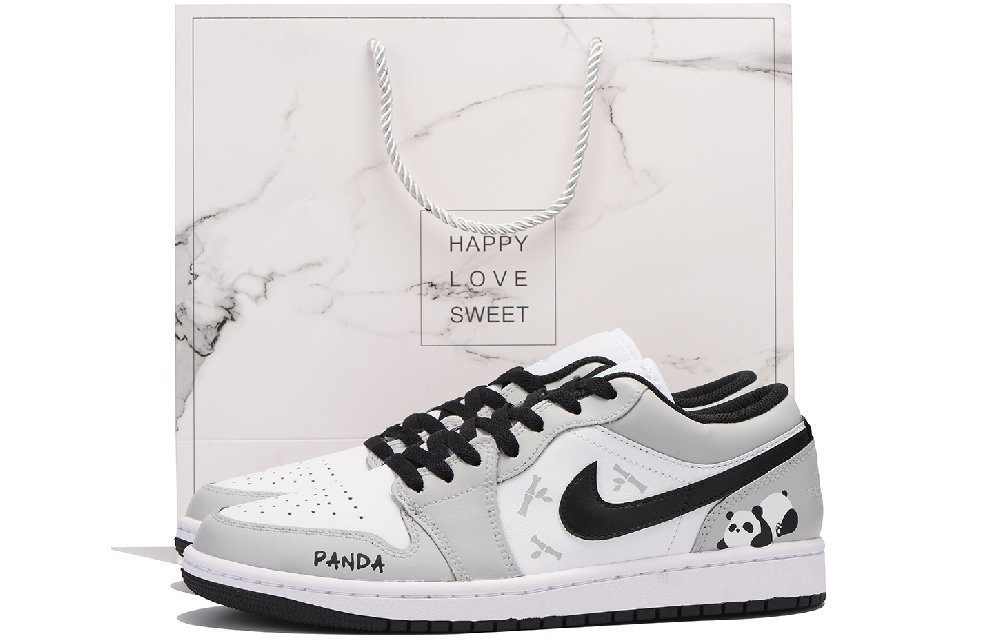 Jordan Air Jordan 1 Chestnut Slip-Resistant Coverage Low-Top Vintage Basketball Shoes Men's Gray White