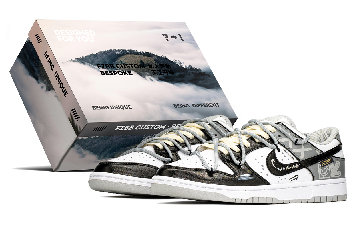 Nike Dunk Anti-Slip And Wear-Resistant Lightweight Low-Top Skateboard Shoes Men's Black White Gray