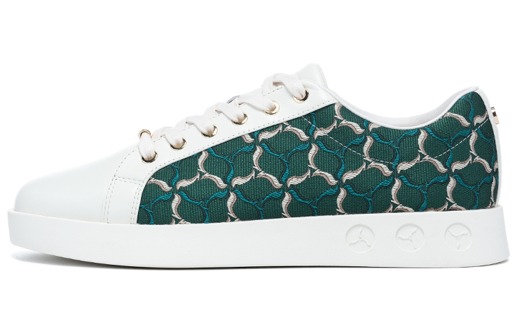 LI NING 1990 Classic Collection Anti Slip Wear Resistant Low Top Skateboard Shoes Women's White Green