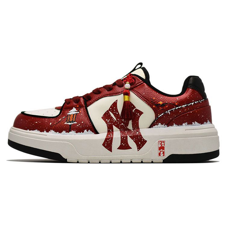 MLB Chunky Liner Skateboard Shoes Unisex Low-Top Burgundy/White