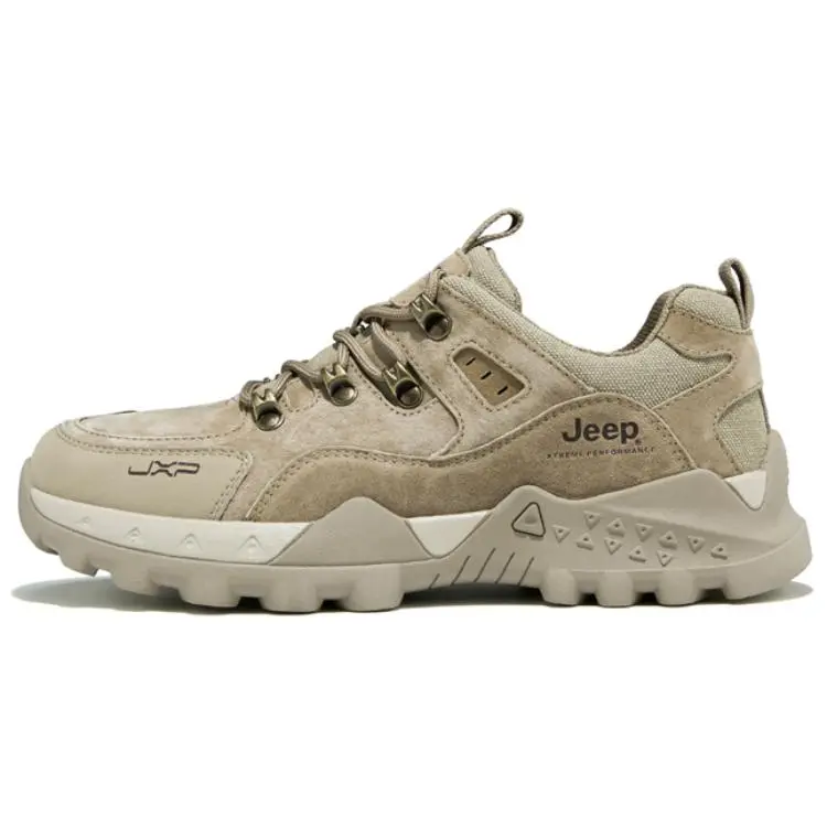 Jeep Abrasion Resistant Low Top Hiking Shoes Men's Light Khaki