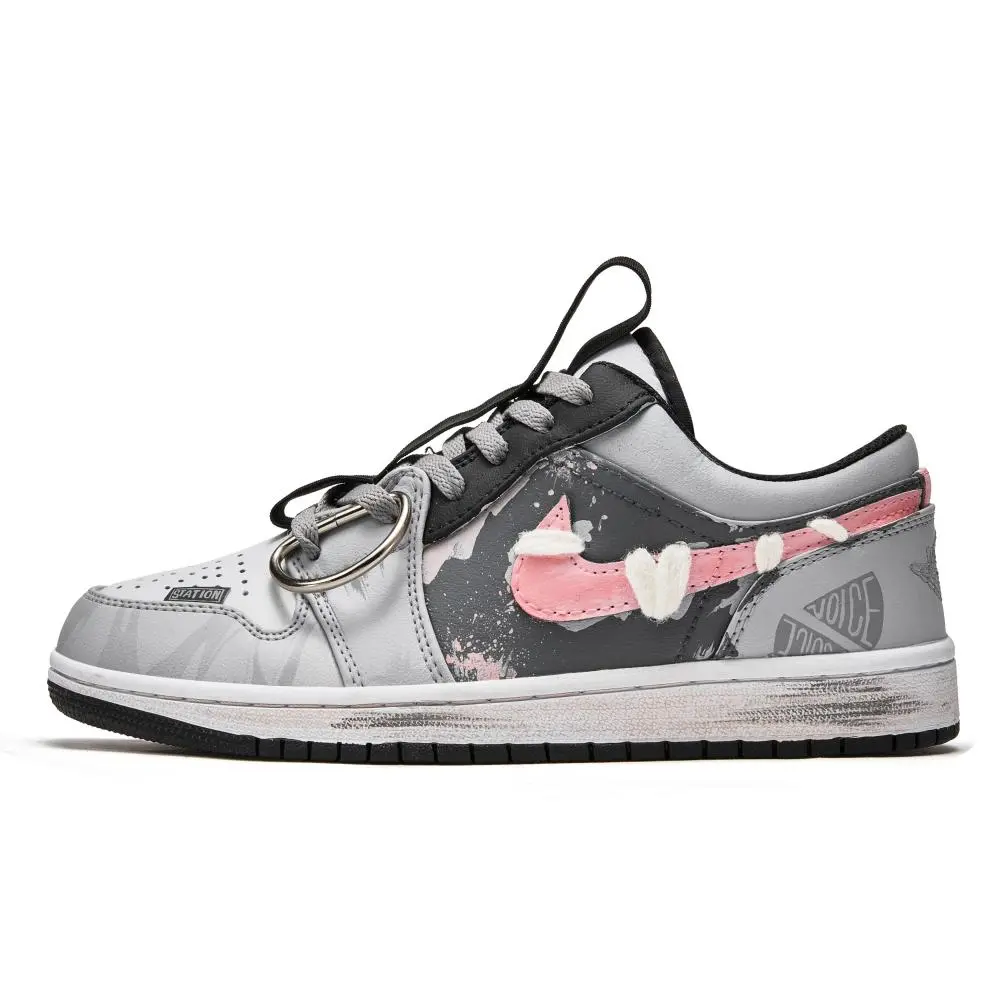 Jordan Air Jordan 1 Vintage Basketball Shoes Men's Low top Gray/Pink