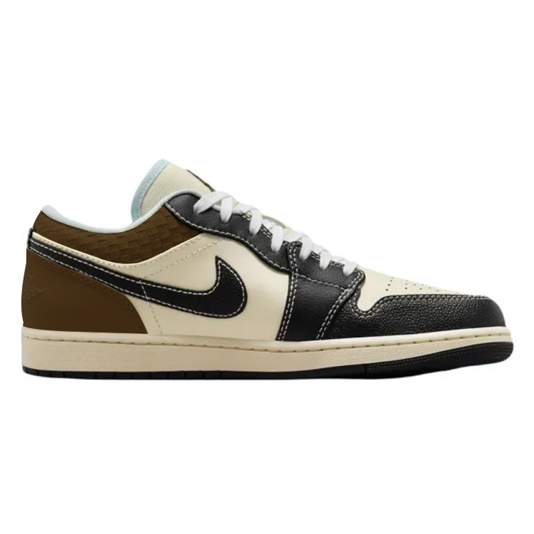 Jordan Air Jordan 1 Anti-Slip Wear-Resistant Low-Top Vintage Basketball Shoes Men's Black Brown