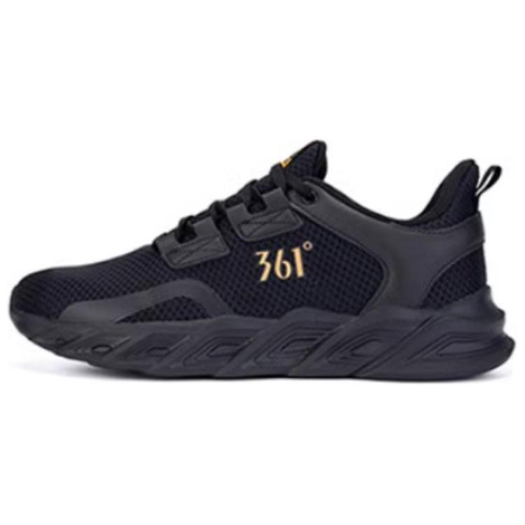 361° Cushioning, Wear Resistant Low Top Casual Running Shoes Men's Black Gold
