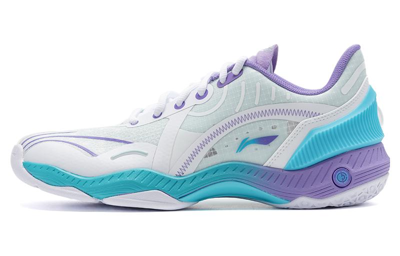 LiNing Raid Slip Resistant Low Top Badminton Shoes Unisex Standard White Sea Green Blue