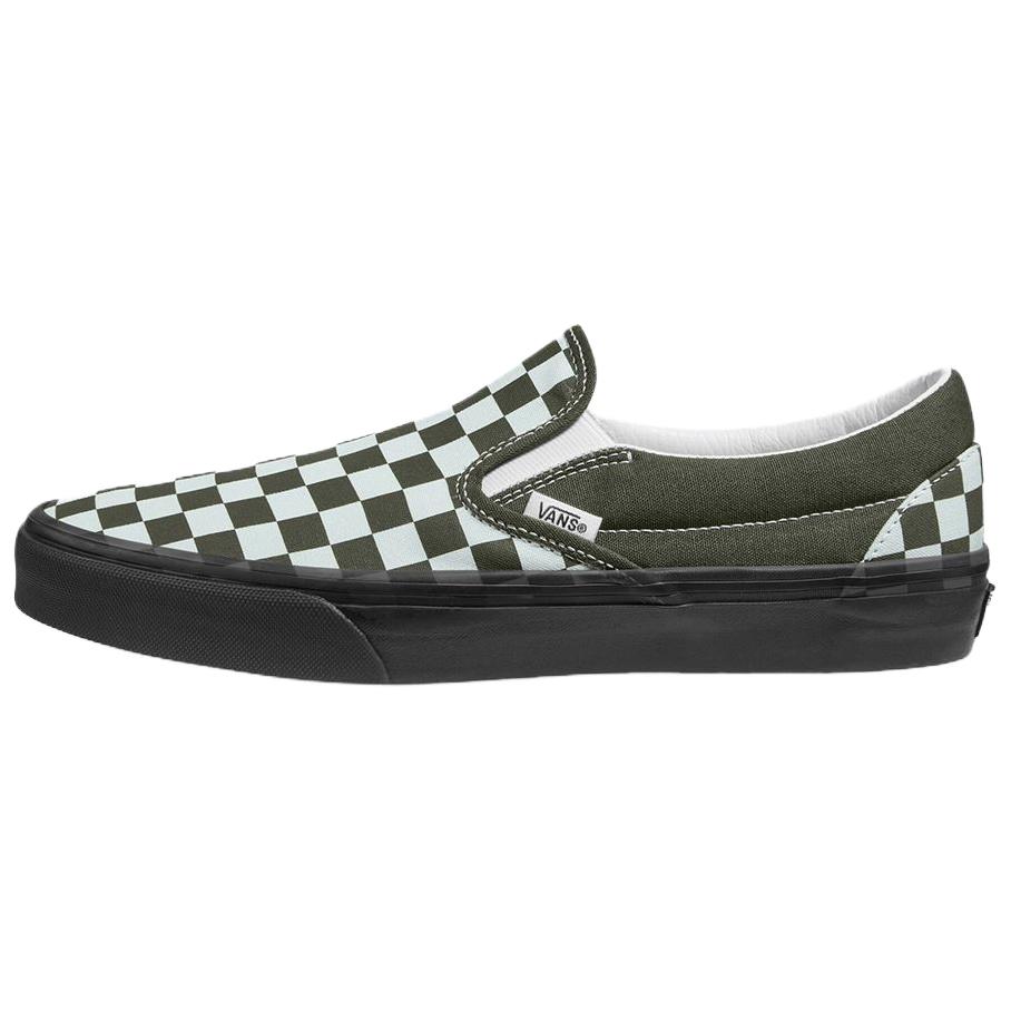 Vans CLASSIC SLIP ON Abrasion Resistant Low Top Skateboard Shoes Men's Green White