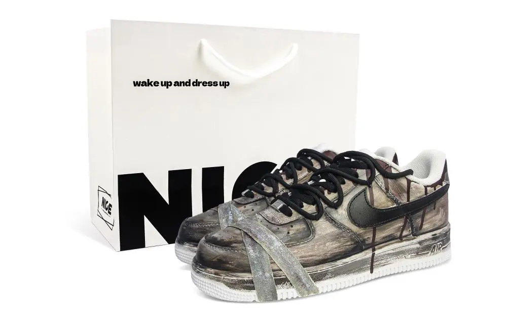 Nike Air Force 1 Abrasion Resistant Low top Skateboard Shoes Unisex Black Brown