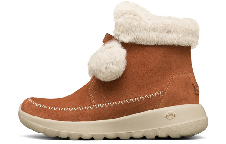 Skechers On The Go Joy Pompom Snow Boots 'Brown White' Women's