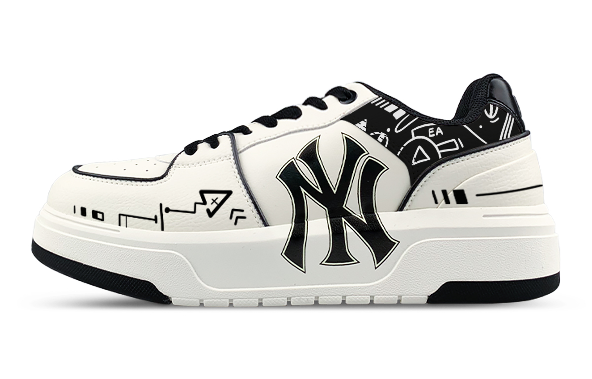MLB Chunky Liner Abrasion Resistant Low top Skateboard Shoes Unisex White Black