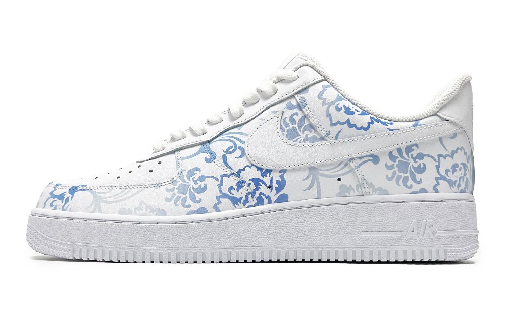 Nike Air Force 1 Low Top Skateboard Shoes Women's Blue White