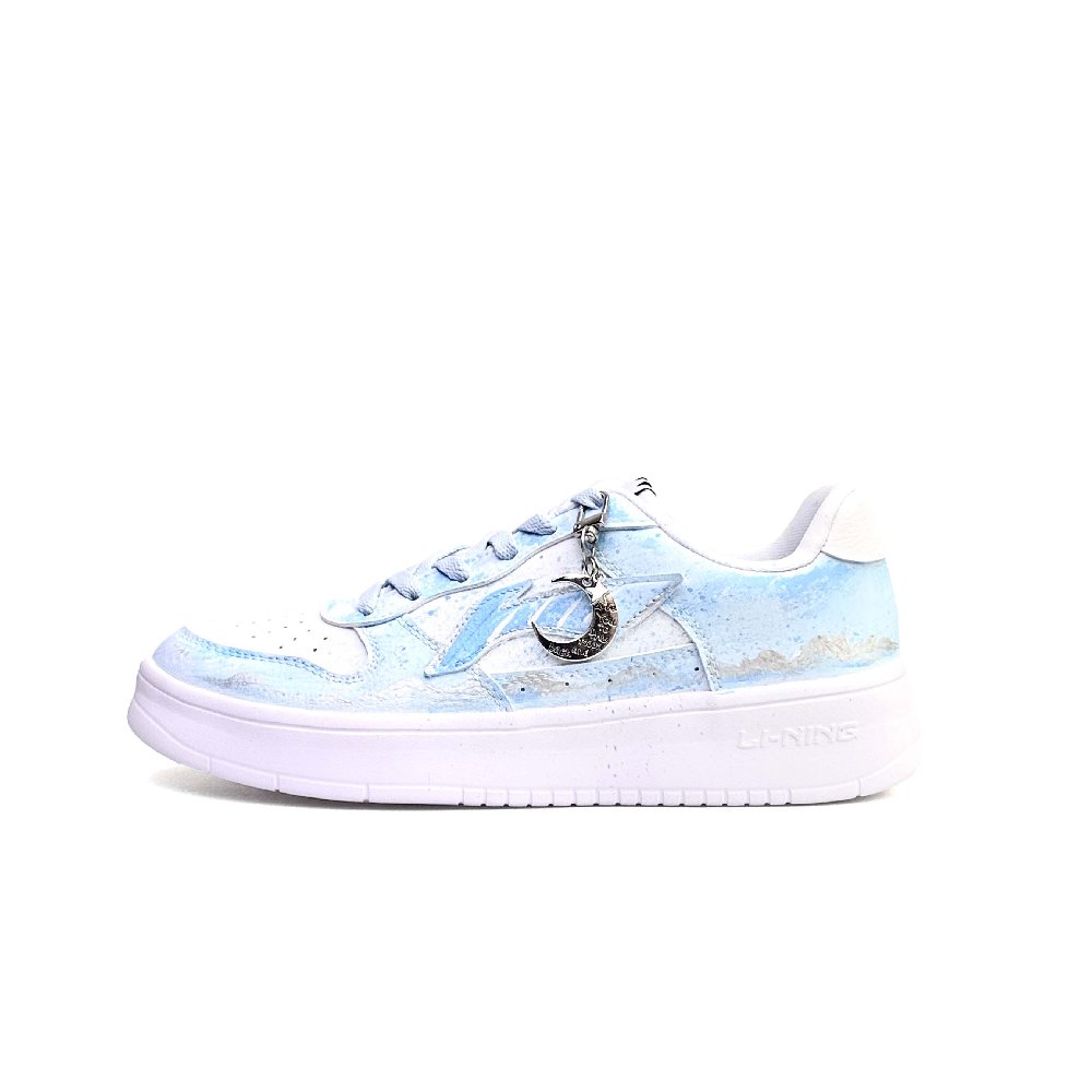 LiNing Pontoon Boats Slip Resistant, Abrasion Resistant, Lightweight Low Top Skateboard Shoes Unisex Blue White