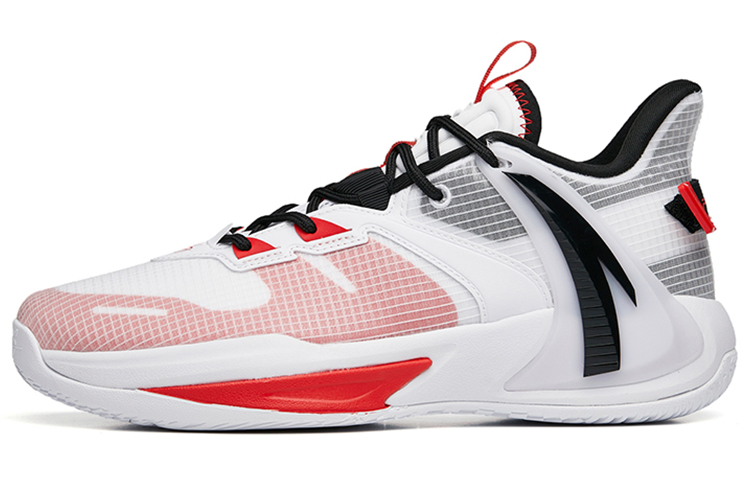 Anta Swoosh 2.0 Anti-Slip Wear-Resistant Low-Top Performance Basketball Shoes Men's White Red Black
