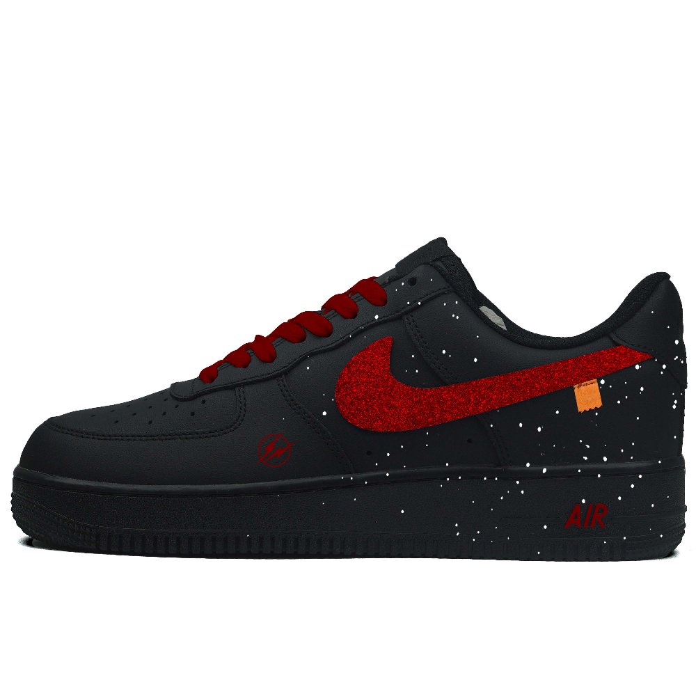 Nike Air Force 1 Abrasion Resistant Slip Resistant Low Top Skateboard Shoes Unisex Black Red