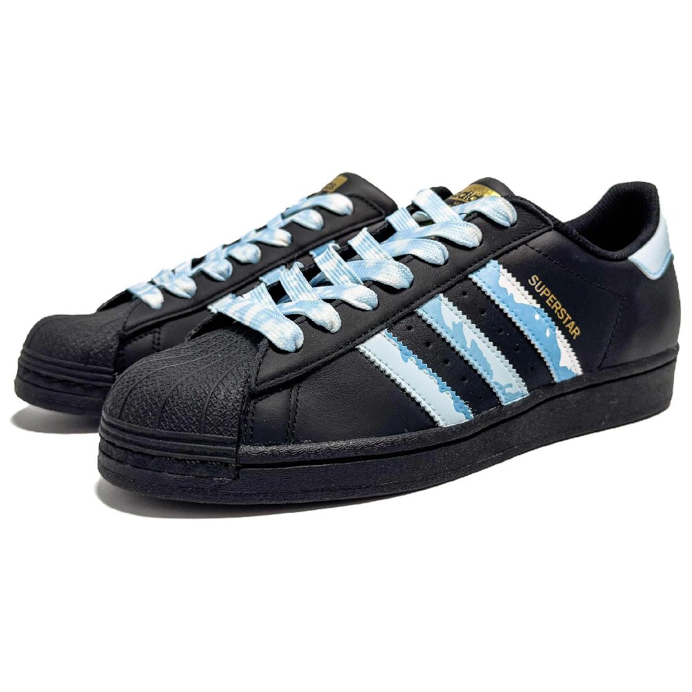 Adidas Originals Superstar Skateboard Shoes Unisex Low Top Black/Blue