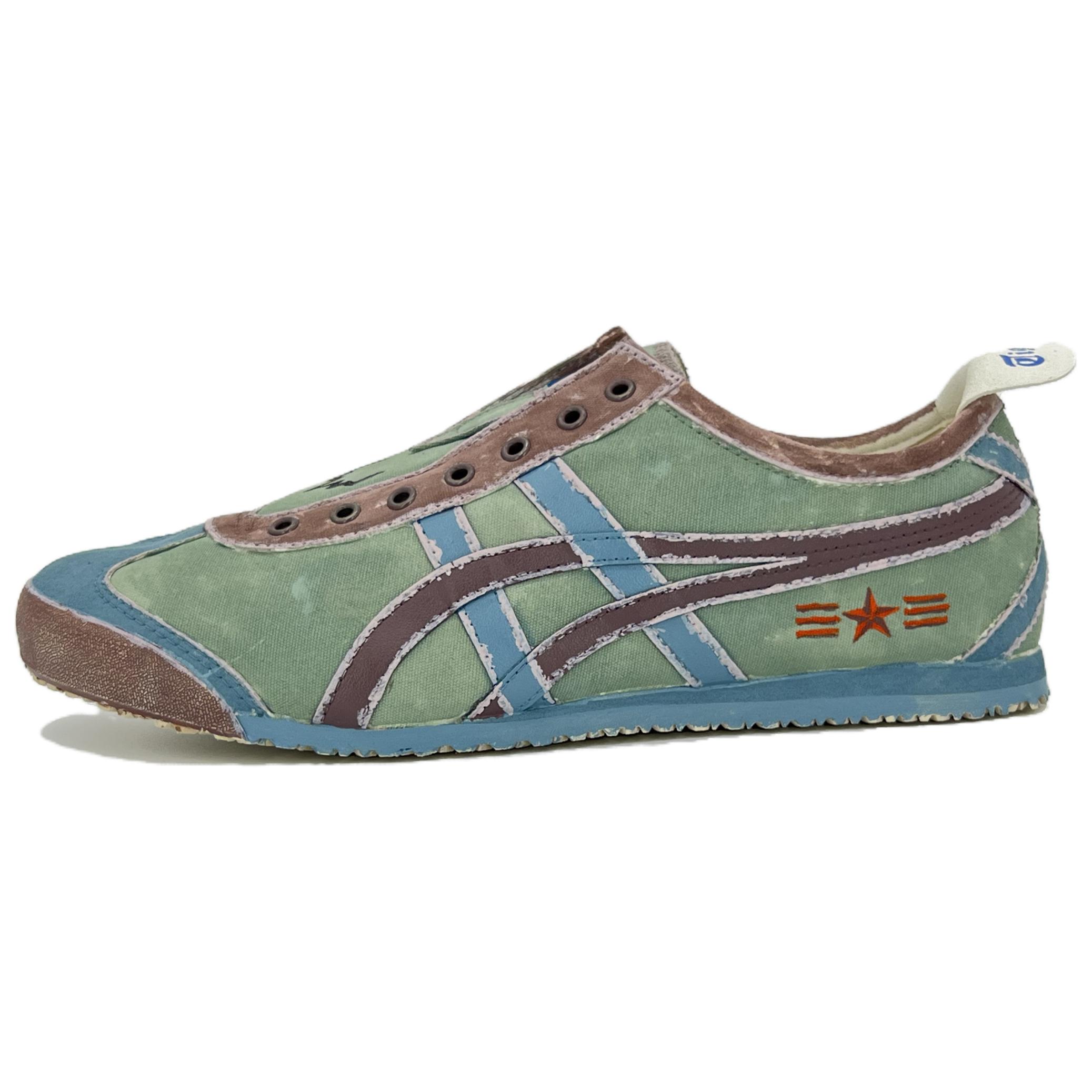 Onitsuka Tiger MEXICO 66 Anti-Slip And Wear-Resistant Breathable Low-Top Casual Shoes Unisex Green Blue