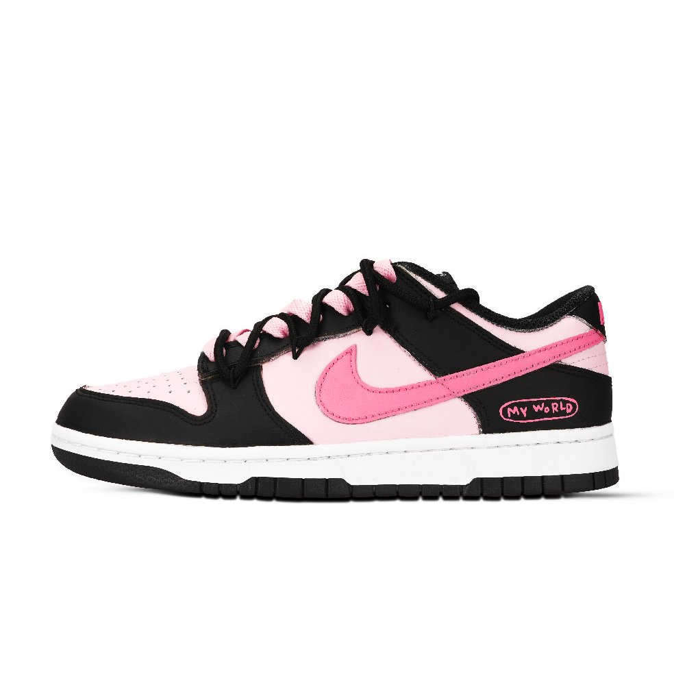 Nike Dunk Panda, Pink Ink Fantasy Journey Abrasion Resistant Low Top Skateboard Shoes Unisex Black White Pink
