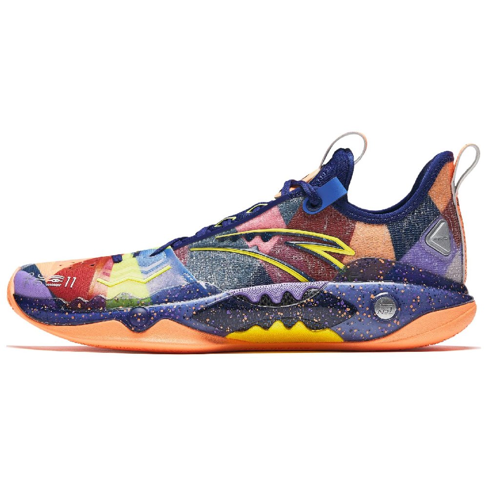 Anta Frenzy 5 Pro Cushioning Wear-Resistant Low-Top Basketball Shoes Men's Blue Orange