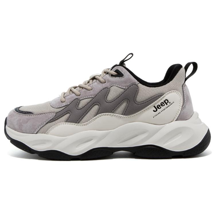 Jeep Breathable And Wear resistant Low Top Chunky Sneakers Men Beige Gray
