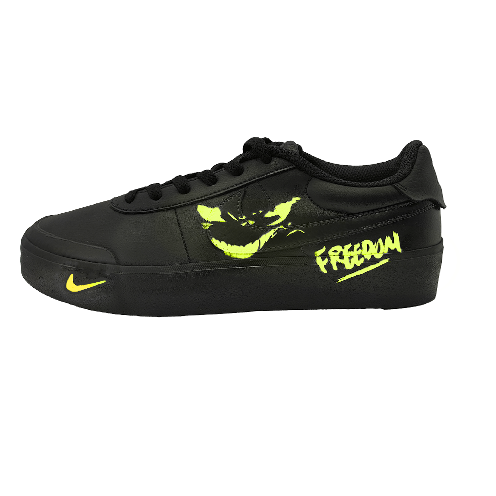 Nike Court Shot Spouting Nonsense Non slip Lightweight Low Top Skateboard Shoes Unisex Black Yellow