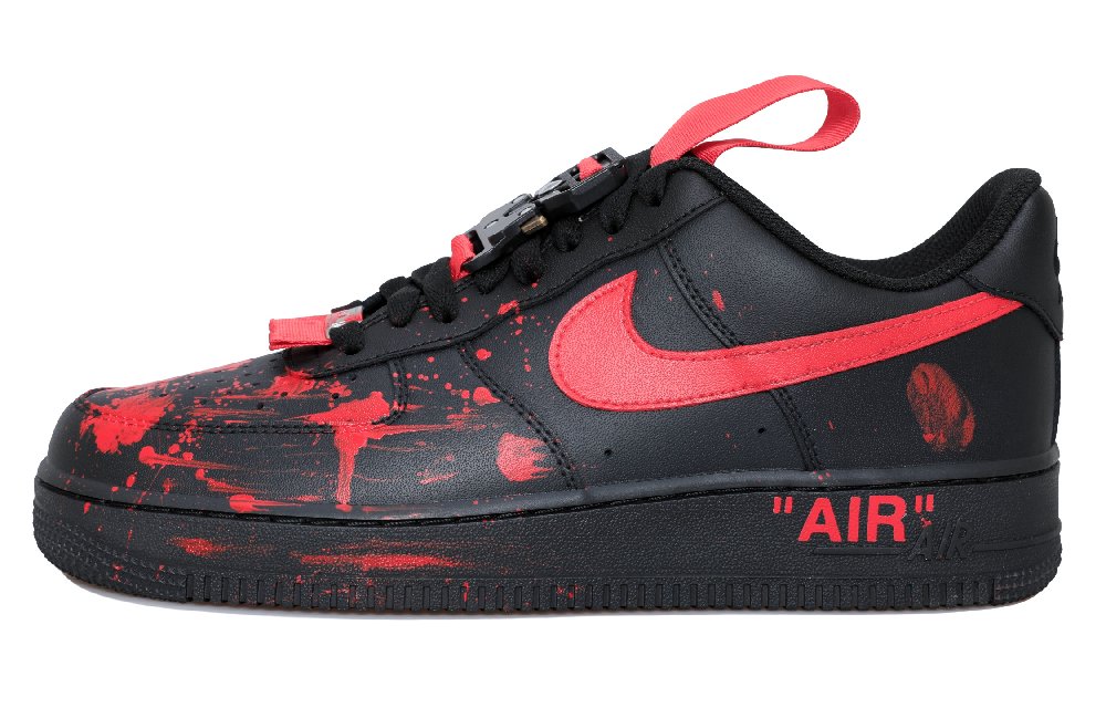 Nike Air Force 1 Anti-Slip Wear-Resistant Low-Top Skateboard Shoes Unisex Black Red