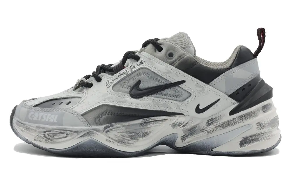 Nike M2K Tekno Mist Performance Cushioning, Wear Resistant Low Top Chunky Sneakers Women's Gray Black