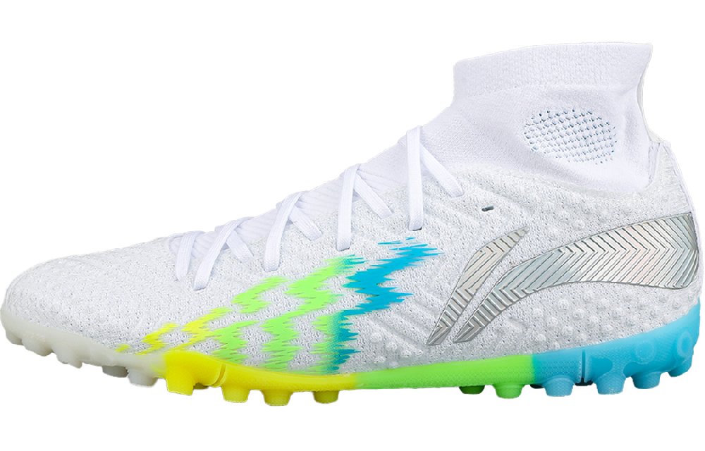 LiNing TF Rubber Broken Studs Artificial Ground Soccer Shoes Men's Green Multicolor White