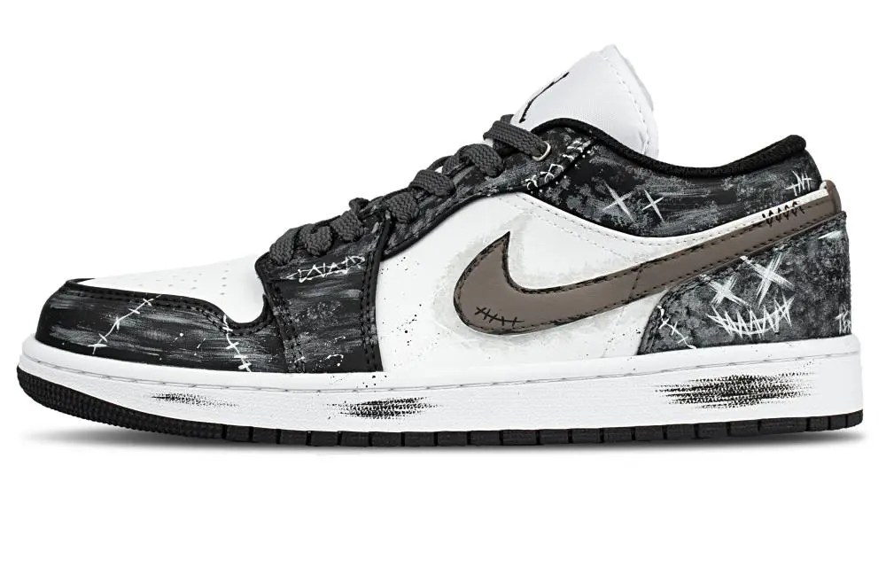 Jordan Air Jordan 1 Abrasion Resistant Low top Vintage Basketball Shoes Unisex Dark Gray