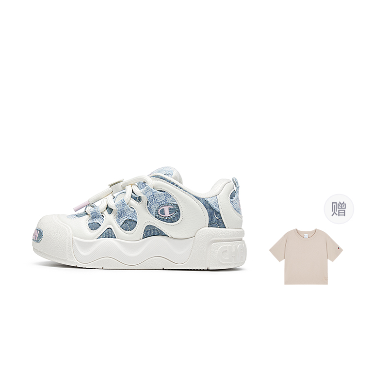 Champion Puffed Donut Low-Top Skateboard Shoes Women's Light Blue