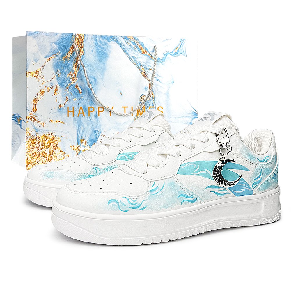 Anta Relaxed Slip Resistant Lightweight Height Increasing Low Top Skateboard Shoes Unisex Sky Blue