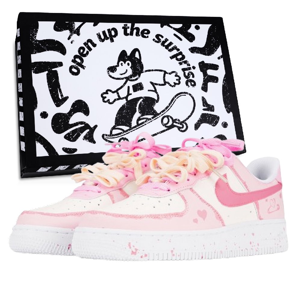 Nike Air Force 1 Heart Pin Low Top Skateboard Shoes Unisex Pink