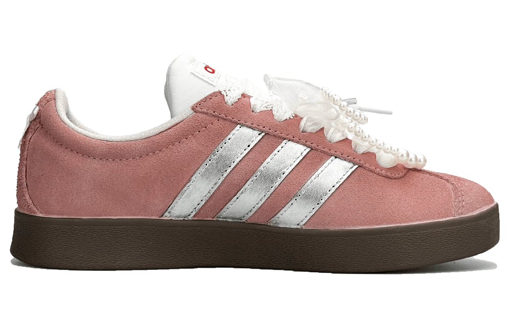 Adidas Neo VL Court 2.0 Slip Resistant Low Top Skateboard Shoes Unisex Silver Pink