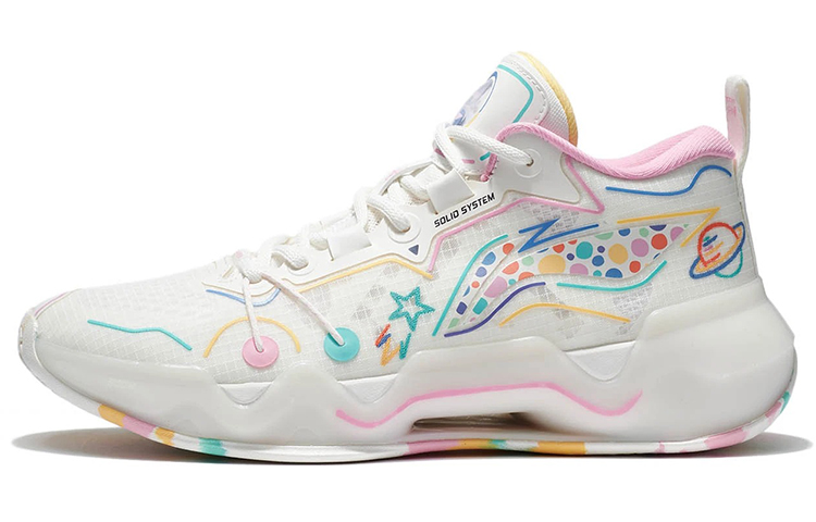 Disney x LiNing Liren 2 Low Wear resistant And Lightweight Low Top Basketball Shoes Men's White Pink