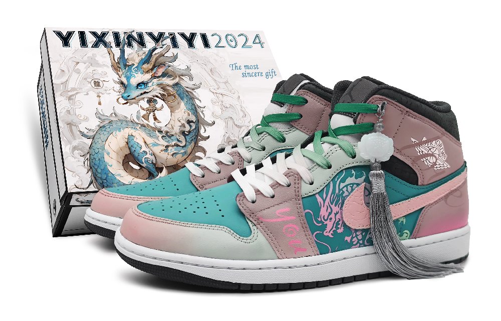 Jordan Air Jordan 1 Mid-Top Vintage Basketball Shoes GS Pink Green