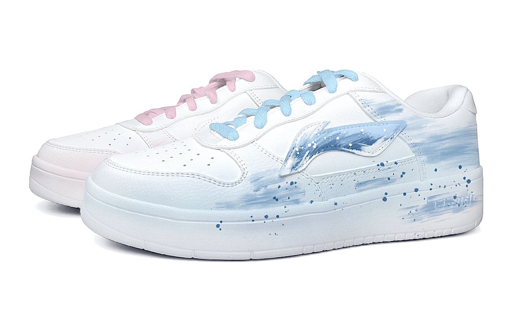 LiNing Pontoon Boats Abrasion Resistant Low top Skateboard Shoes Unisex Blue Pink
