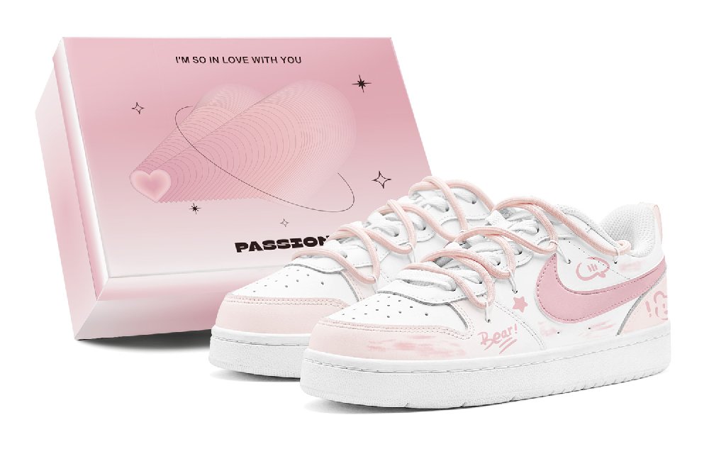 Nike Court Borough 2 Impact Resistance Low Top Skateboard Shoes GS Pink White