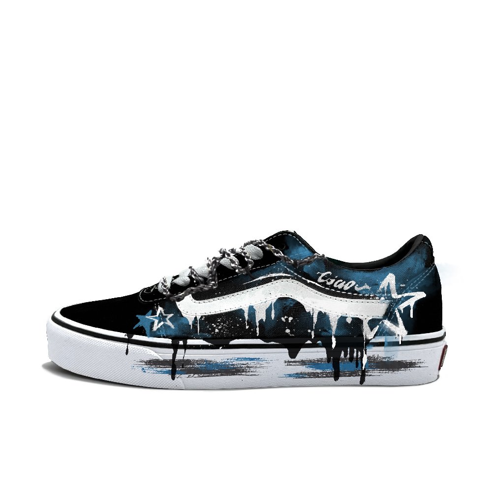 Vans Ward Abrasion Resistant Low Top Skateboard Shoes Women's Blue White