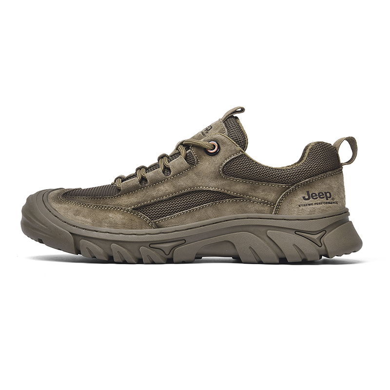 Jeep Cushioning Anti-Slip Wear-Resistant Breathable Lightweight Warm Rebound Low-Top Outdoor Shoes Men's Khaki
