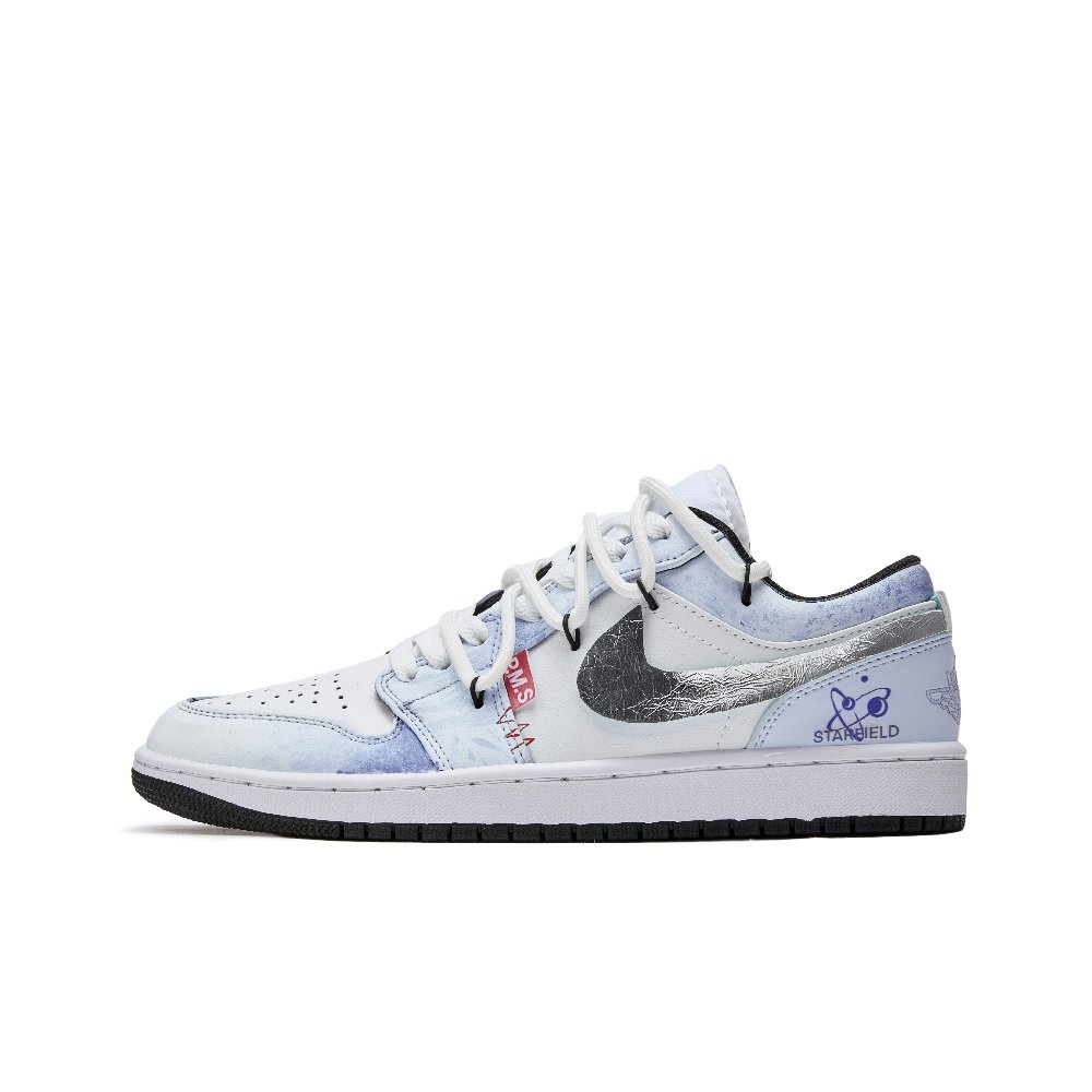 Jordan Air Jordan 1 P.M.S Xingji Travel Anti Slip Wear Resistant Low Top Vintage Basketball Shoes Men's Blue White