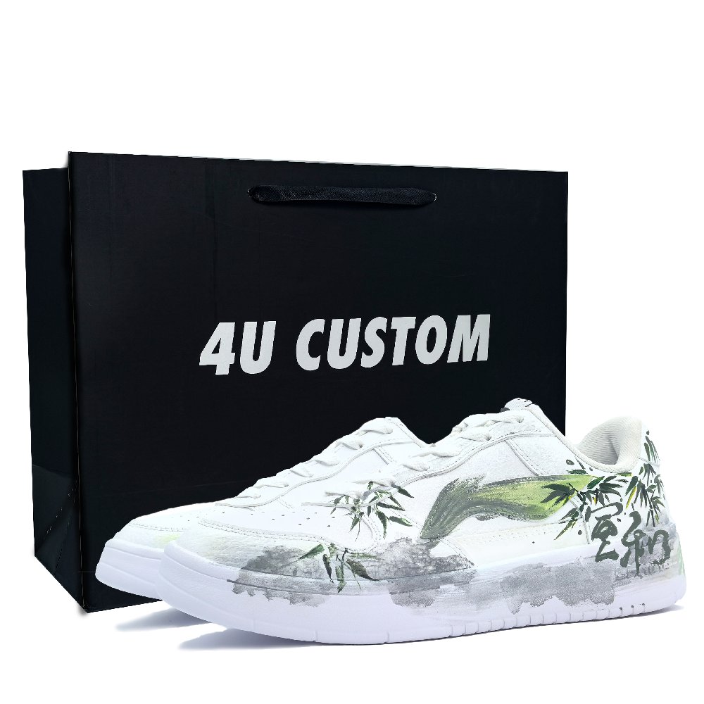 LiNing Pontoon Boats Abrasion Resistant Breathable Height Increasing Low Top Skateboard Shoes Unisex White Green