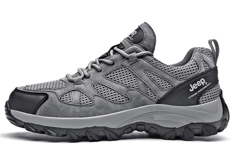 Jeep City Outdoor Shock Absorbing, Non Slip, Wear Resistant, Breathable And Lightweight Low Top Hiking Shoes Men's Gray