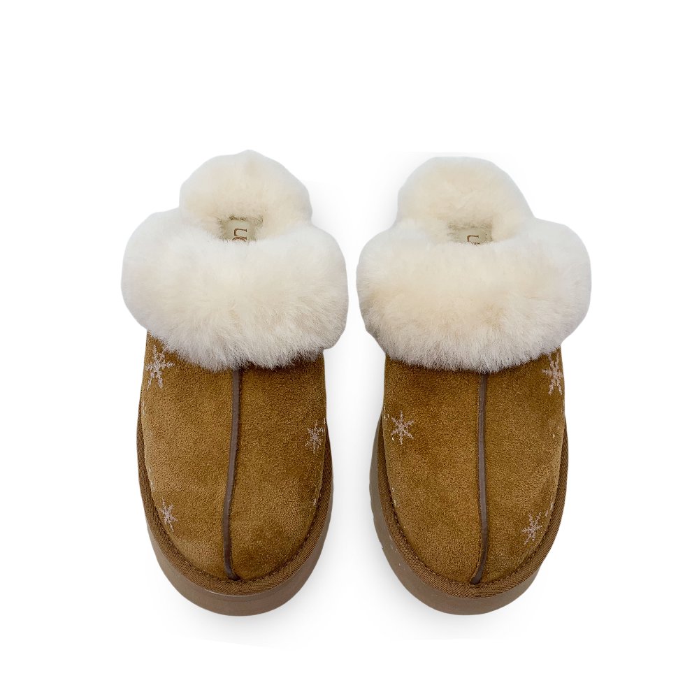 UGG Slip-Resistant Wrap-toe Slippers Women's Chestnut Brown