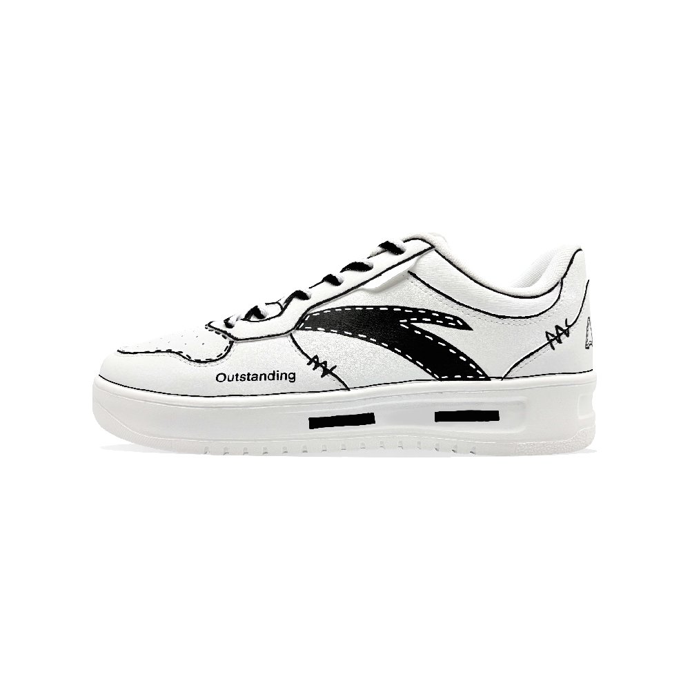 Anta Relaxed Coverage Abrasion Resistant, Breathable Low Top Skateboard Shoes Unisex Black White