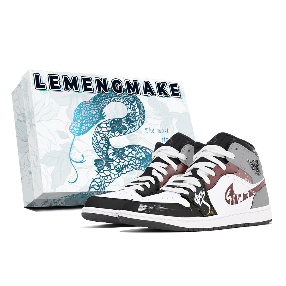 Jordan Air Jordan 1 Joy Lemon Abrasion-Resistant Mid-Top Vintage Basketball Shoes Unisex Gray White