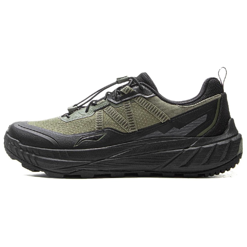 LiNing Wear resistant And Waterproof Low Top Casual Running Shoes Men's Green Black