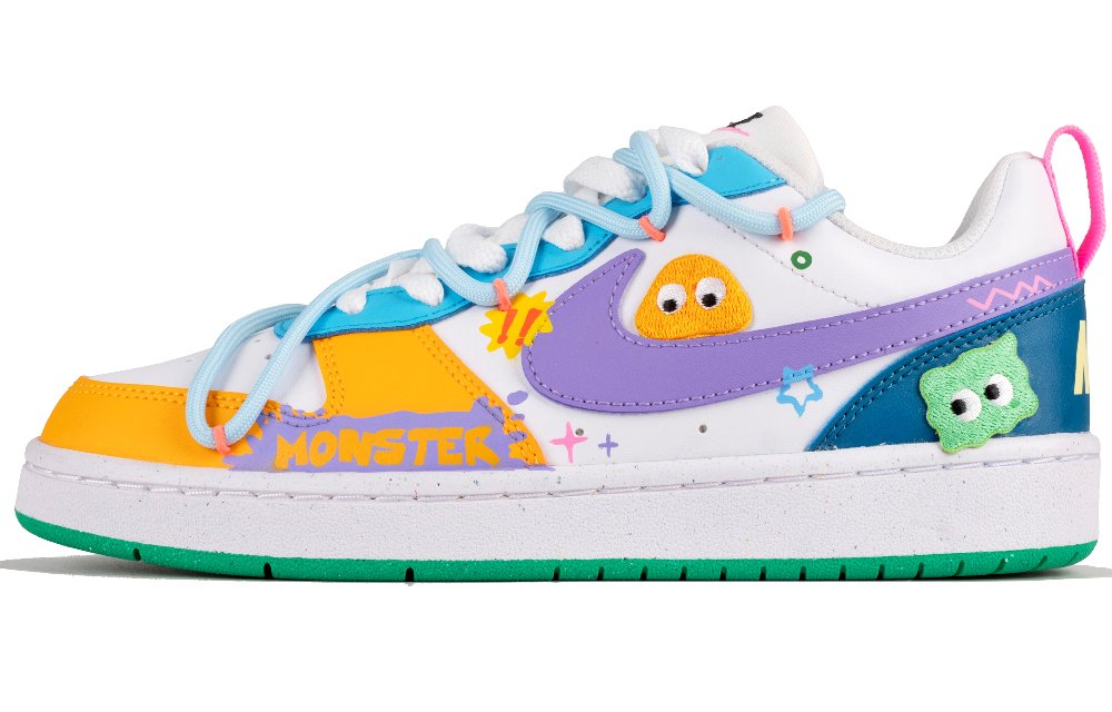 Nike Court Borough Cute Graffiti Multicolor Candy Red Eye Low-Top Skateboard Shoes GS Yellow Purple