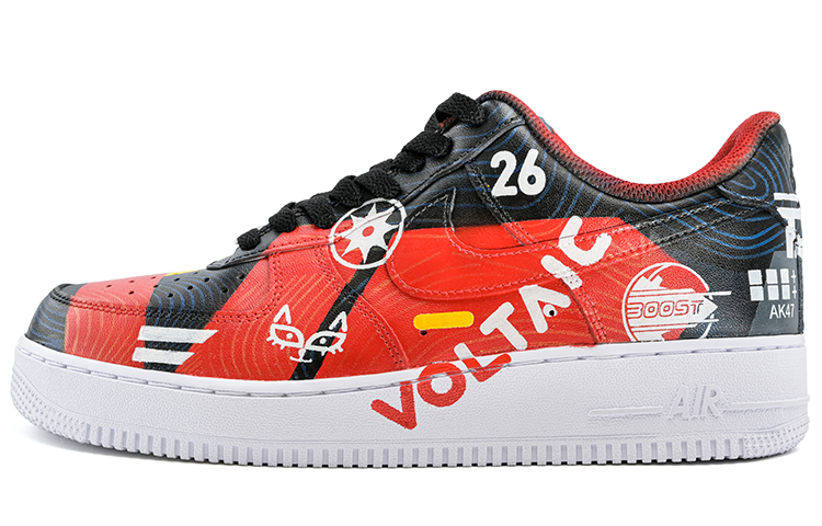 Nike Air Force 1 Skateboard Shoes Women's Low-Top White, Black, Red/Yellow
