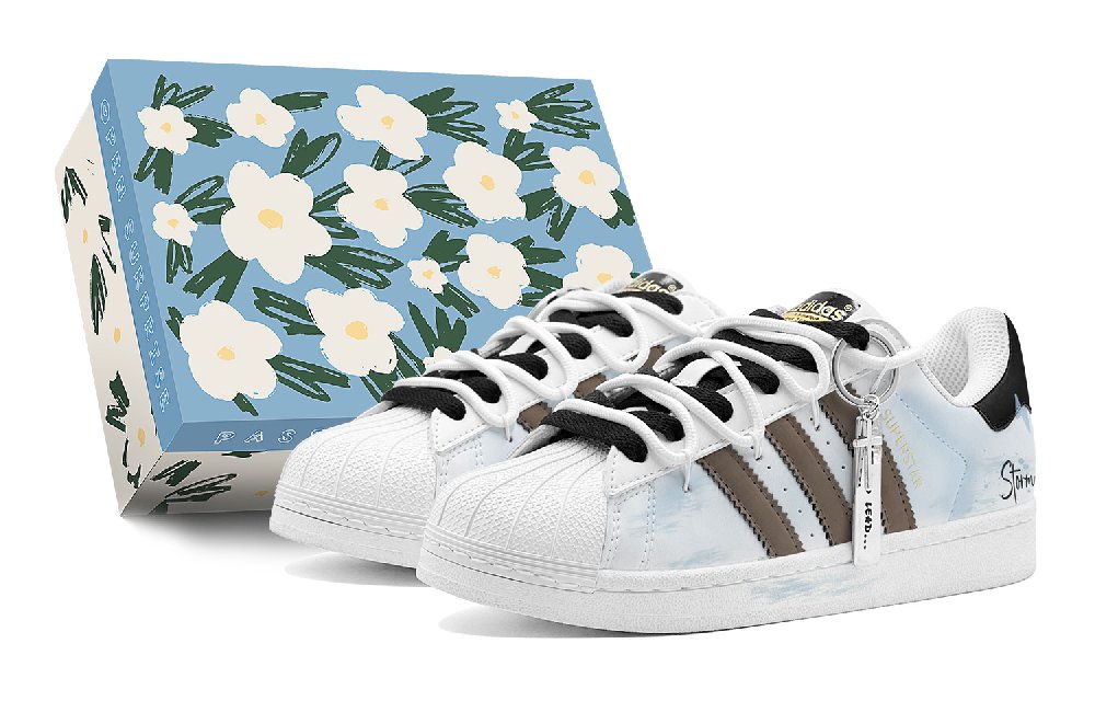 Adidas Originals SUPERSTAR Wear-resistant And Lightweight Low-Top Skateboard Shoes Unisex Blue Brown