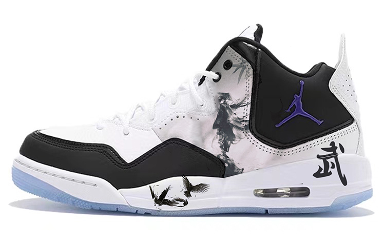 Jordan Courtside 23 Cushioned Slip-Resistant Mid-Top Vintage Basketball Shoes GS Black White