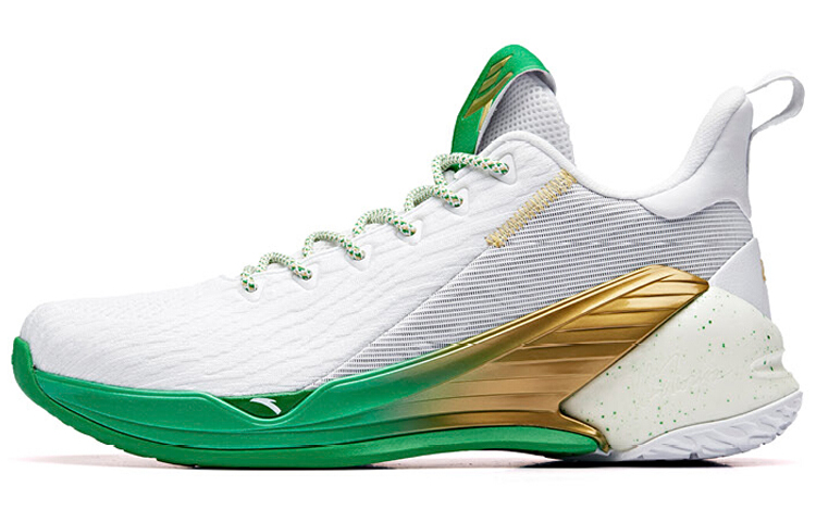 Anta KT4 Thompson Anti-Slip Wear-Resistant Breathable Lightweight Low-Top Basketball Shoes Men's White Green Gold