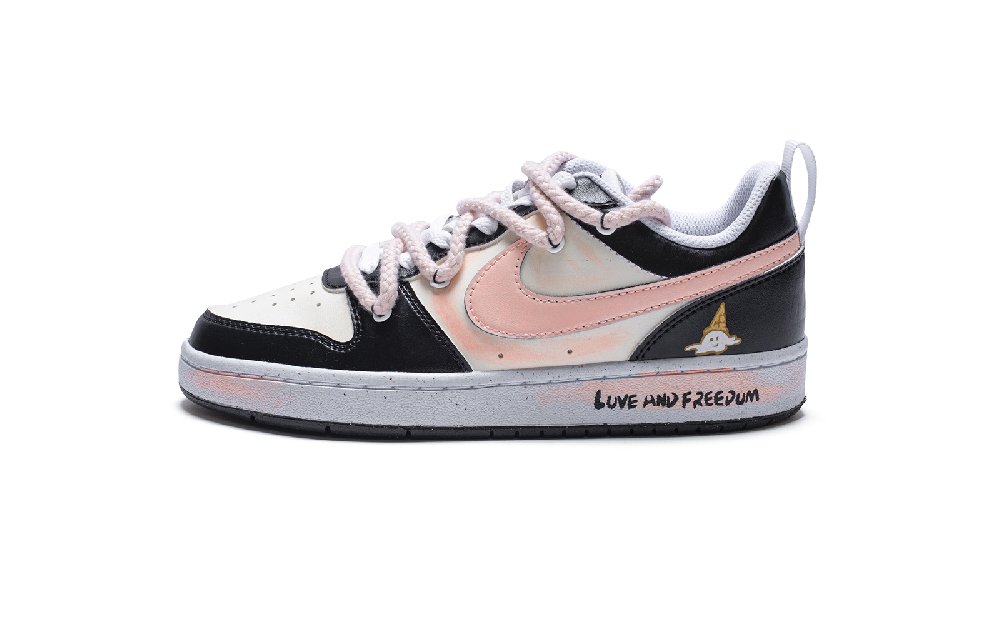 Nike Court Borough Low Top Skateboard Shoes Women's Black Pink